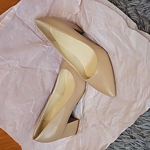 Nude Pointed Toe Chunk Heel